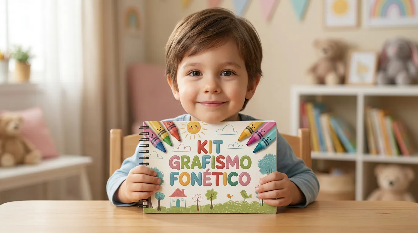 Criança feliz lendo